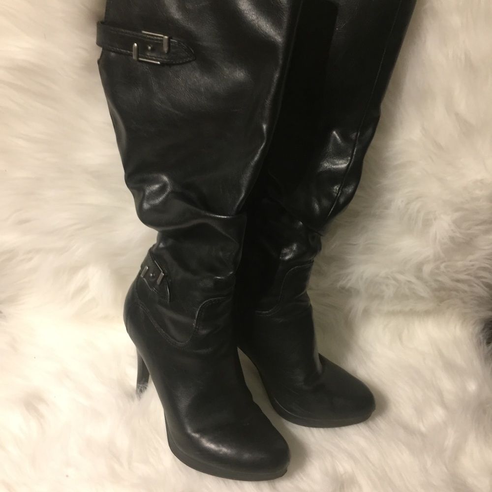 Wide Calf Black Heeled Boots